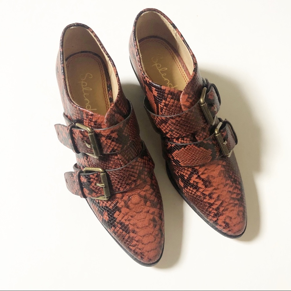 Splendid Carla II Snakeskin Ankle Buckle Loafers